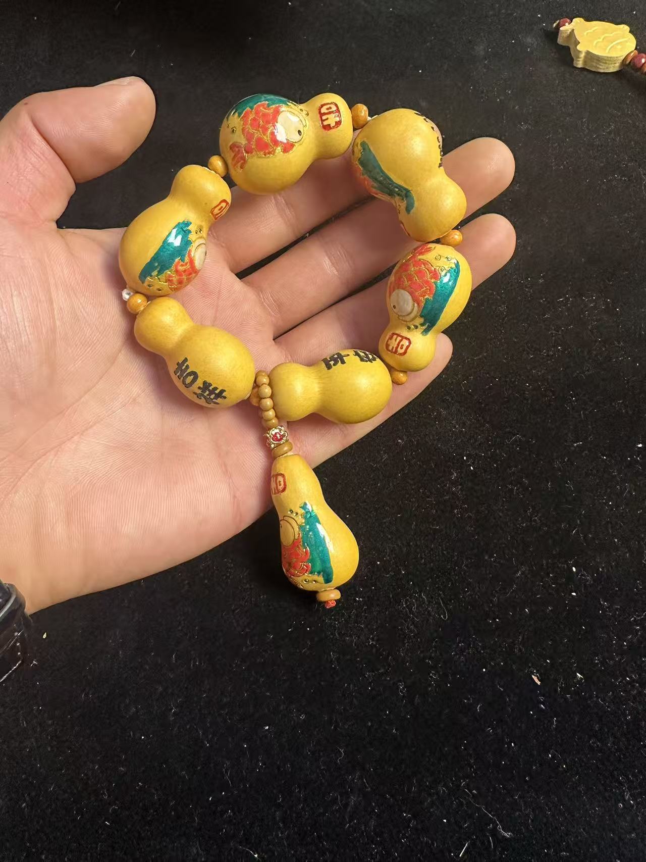 Handmade chubby gourd bracelet with needle pricks and pyrography
